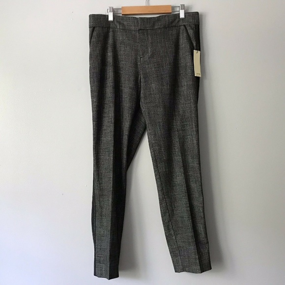 New Ecru Fischer Gray Tweed Tapered Leg Pants - 8 - Picture 2 of 8